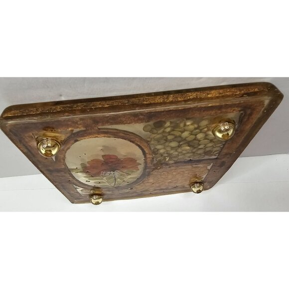 Vintage Resin Trivet With Dried Flowers & Seeds 1970s style - Picture 6 of 7